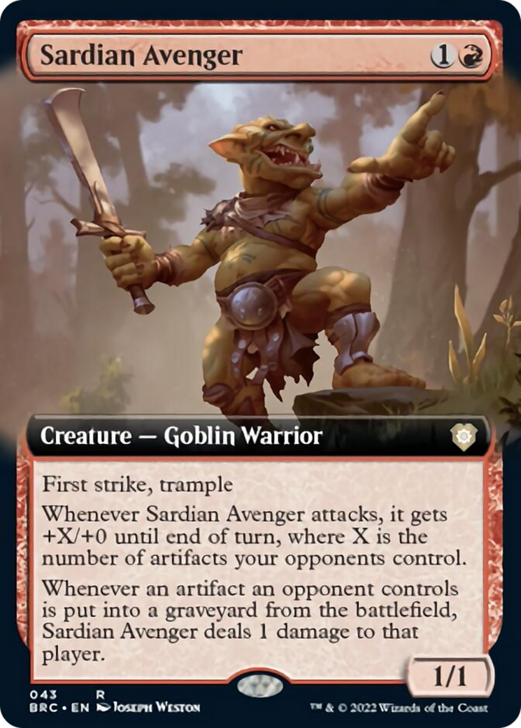 Sardian Avenger (Extended Art) [The Brothers' War Commander] MTG Single Magic: The Gathering    | Red Claw Gaming