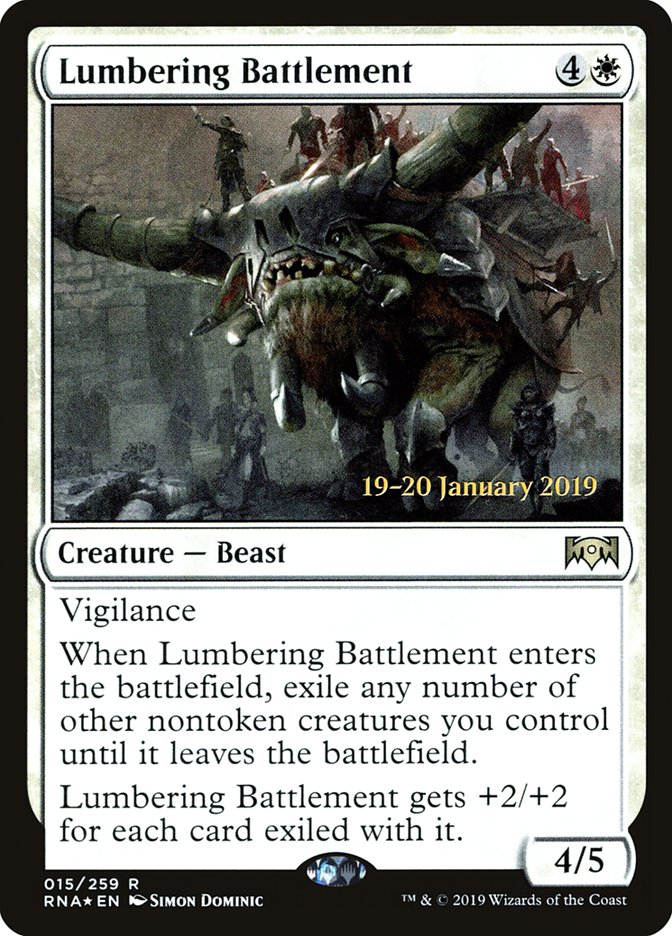 Lumbering Battlement [Ravnica Allegiance Prerelease Promos] MTG Single Magic: The Gathering    | Red Claw Gaming