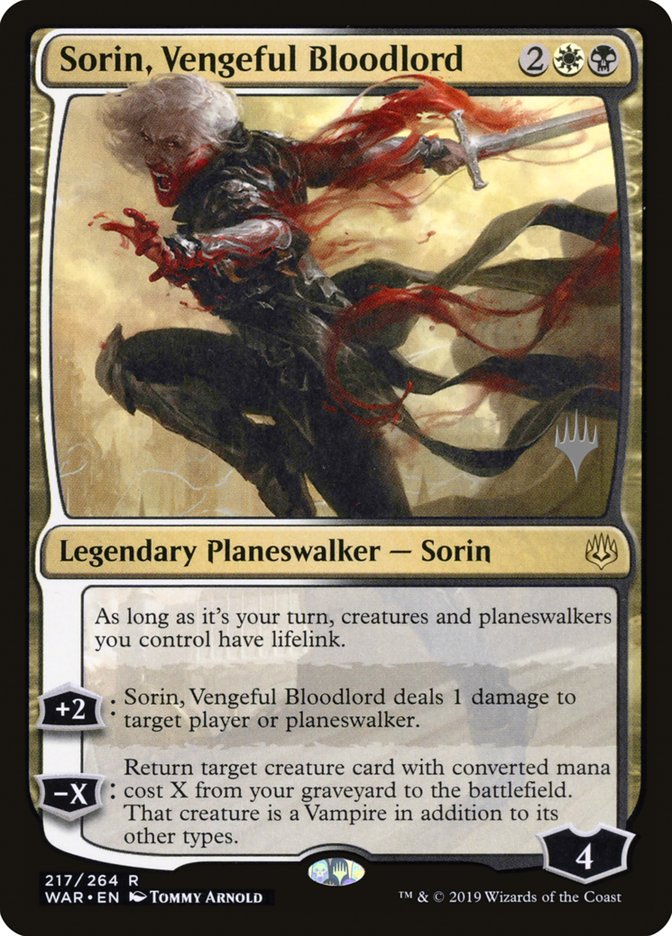 Sorin, Vengeful Bloodlord (Promo Pack) [War of the Spark Promos] MTG Single Magic: The Gathering    | Red Claw Gaming