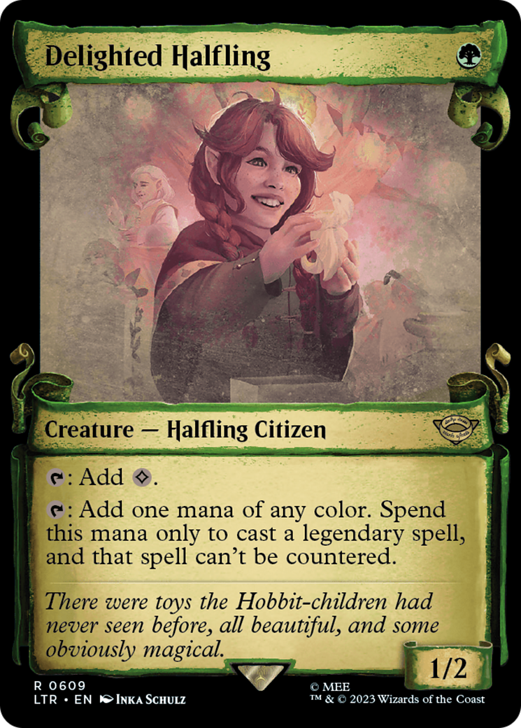 Delighted Halfling [The Lord of the Rings: Tales of Middle-Earth Showcase Scrolls] MTG Single Magic: The Gathering    | Red Claw Gaming