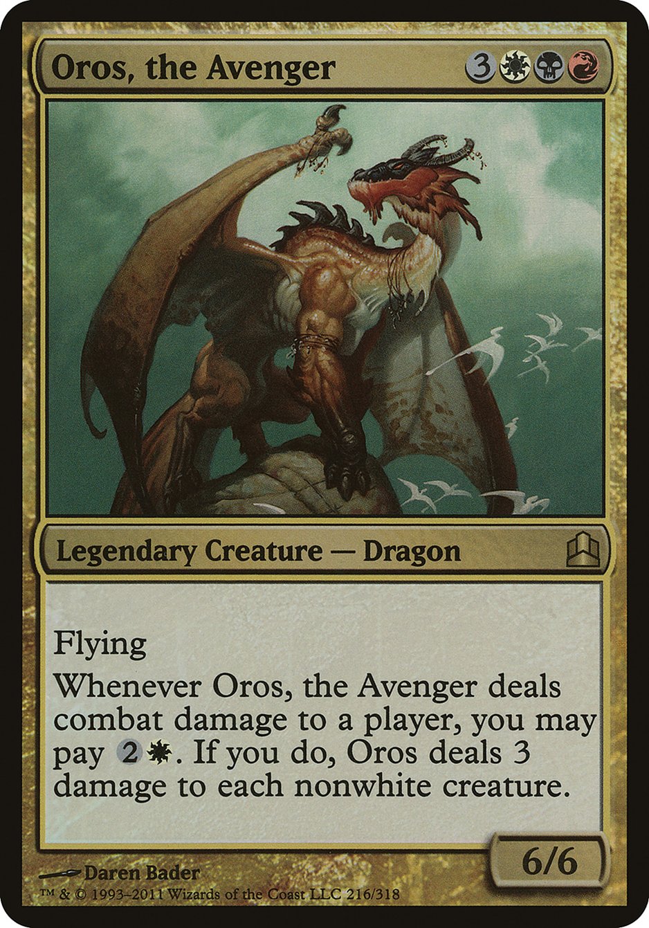 Oros, the Avenger (Oversized) [Commander 2011 Oversized] MTG Single Magic: The Gathering    | Red Claw Gaming