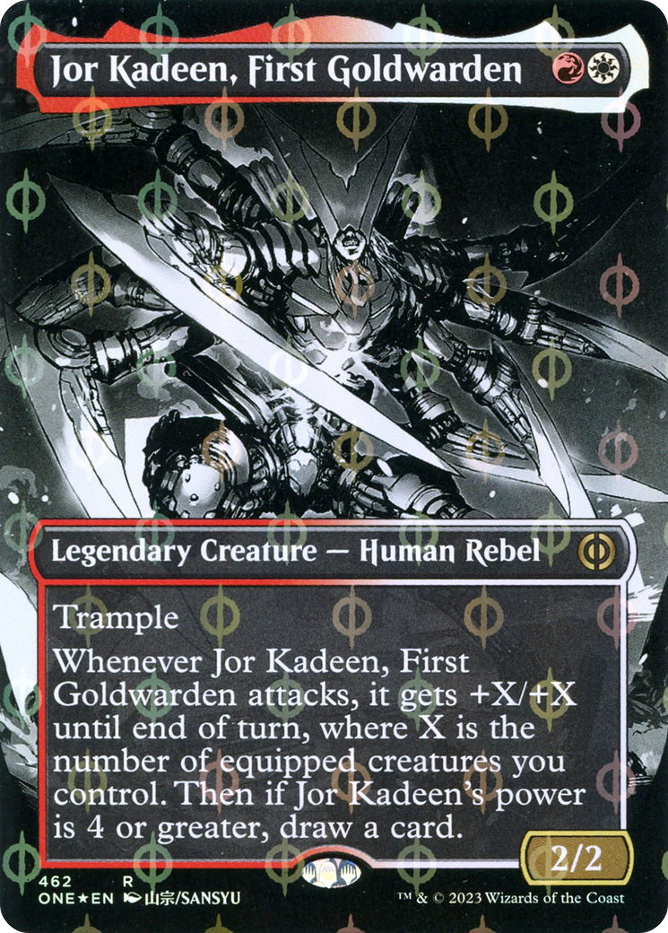 Jor Kadeen, First Goldwarden (Borderless Manga Step-and-Compleat Foil) [Phyrexia: All Will Be One] MTG Single Magic: The Gathering    | Red Claw Gaming