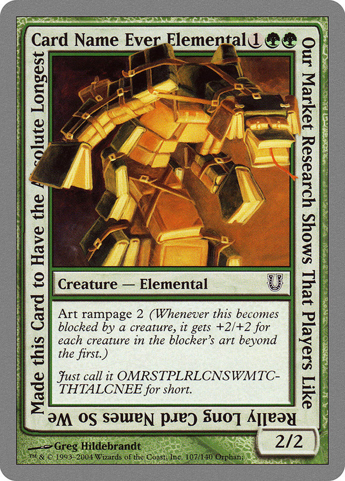 Our Market Research Shows That Players Like Really Long Card Names So We Made this Card to Have the Absolute Longest Card Name Ever Elemental [Unhinged] MTG Single Magic: The Gathering    | Red Claw Gaming