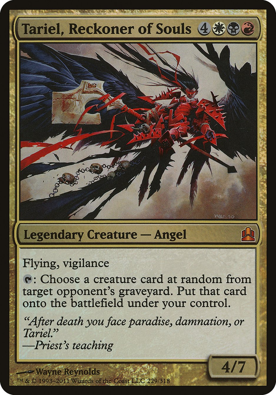 Tariel, Reckoner of Souls (Oversized) [Commander 2011 Oversized] MTG Single Magic: The Gathering    | Red Claw Gaming