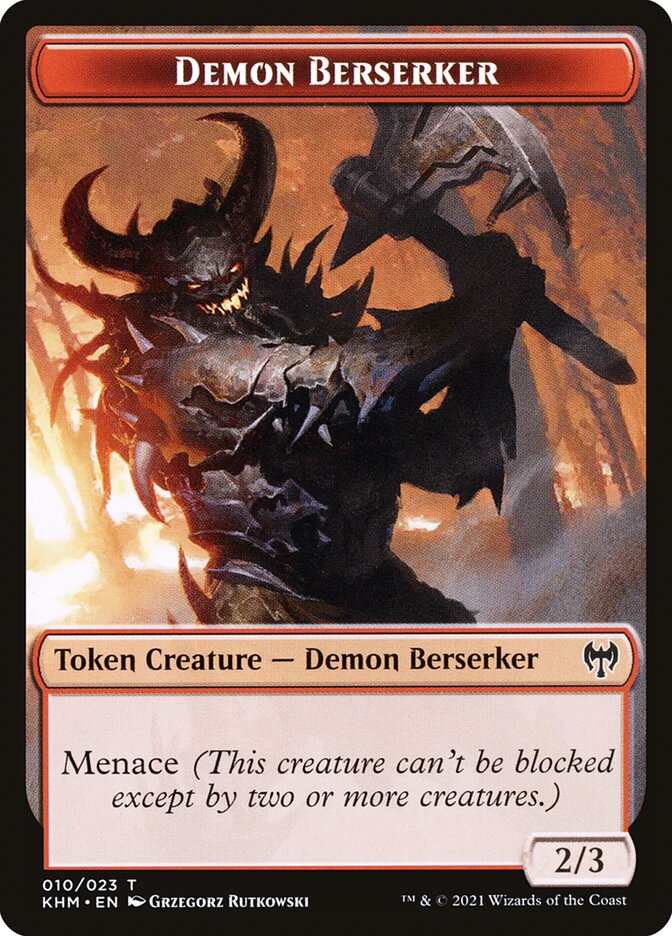 Dwarf Berserker // Demon Berserker Double-Sided Token [Kaldheim Tokens] MTG Single Magic: The Gathering    | Red Claw Gaming