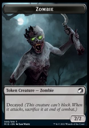 Zombie (005) // Teferi, Who Slows the Sunset Emblem Double-Sided Token [Innistrad: Midnight Hunt Tokens] MTG Single Magic: The Gathering    | Red Claw Gaming