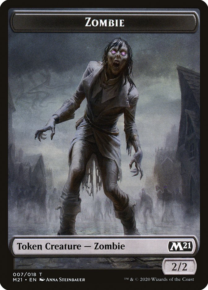 Knight // Zombie Double-Sided Token [Core Set 2021 Tokens] MTG Single Magic: The Gathering    | Red Claw Gaming