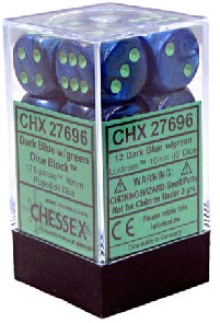 Lustrous Dark Blue/Green 16mm D6 Dice Chessex    | Red Claw Gaming