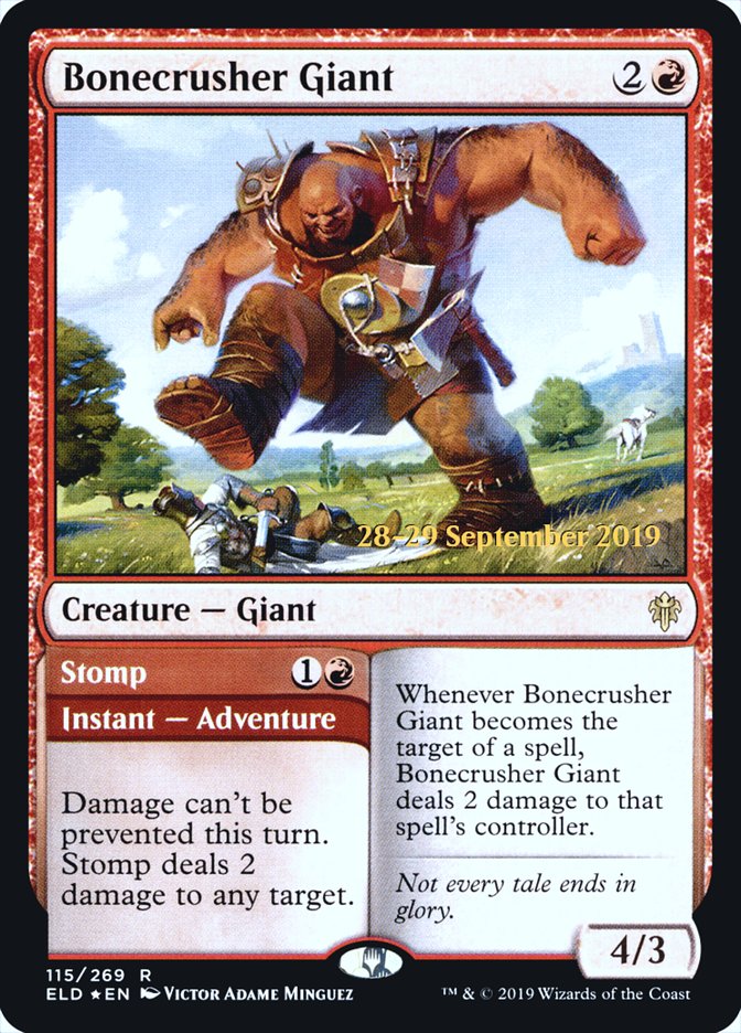 Bonecrusher Giant // Stomp [Throne of Eldraine Prerelease Promos] MTG Single Magic: The Gathering    | Red Claw Gaming
