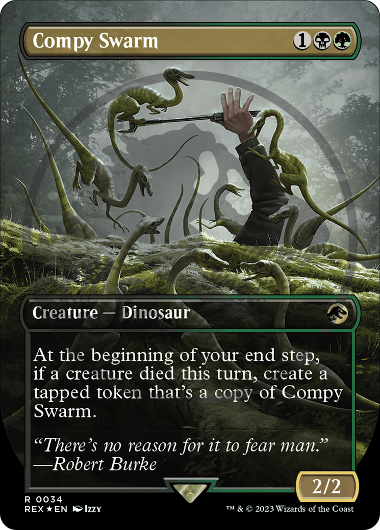 Compy Swarm (Emblem) (Borderless) [Jurassic World Collection Tokens] MTG Single Magic: The Gathering    | Red Claw Gaming