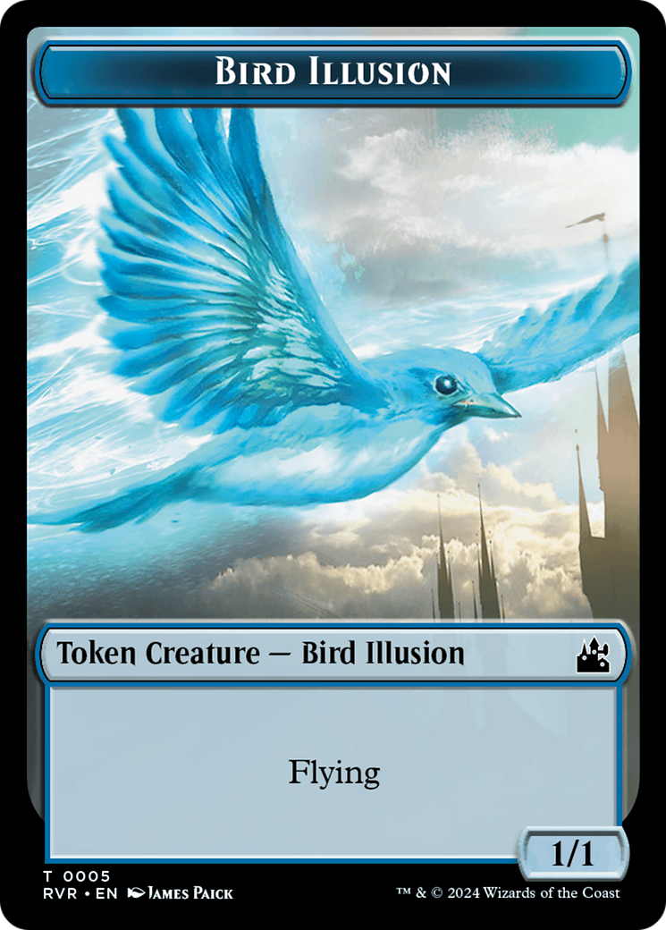 Elf Knight // Bird Illusion Double-Sided Token [Ravnica Remastered Tokens] MTG Single Magic: The Gathering    | Red Claw Gaming