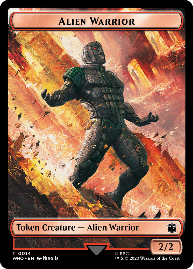 Alien Angel // Alien Warrior Double-Sided Token [Doctor Who Tokens] MTG Single Magic: The Gathering    | Red Claw Gaming