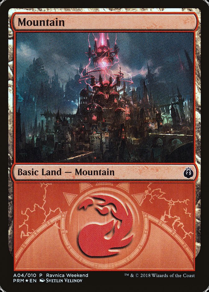 Mountain (A04) [Ravnica Allegiance Ravnica Weekend] MTG Single Magic: The Gathering    | Red Claw Gaming