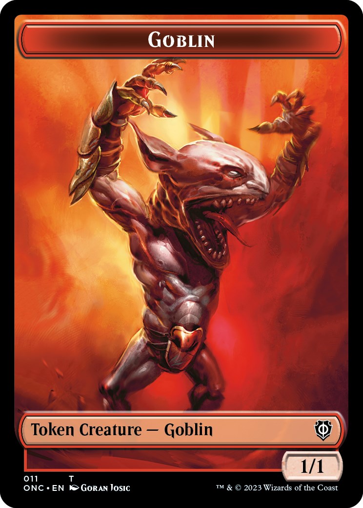 Rebel // Goblin Double-Sided Token [Phyrexia: All Will Be One Commander Tokens] MTG Single Magic: The Gathering    | Red Claw Gaming