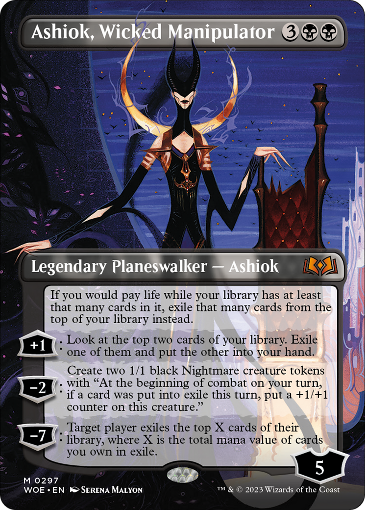 Ashiok, Wicked Manipulator (Borderless Alternate Art) [Wilds of Eldraine] MTG Single Magic: The Gathering    | Red Claw Gaming