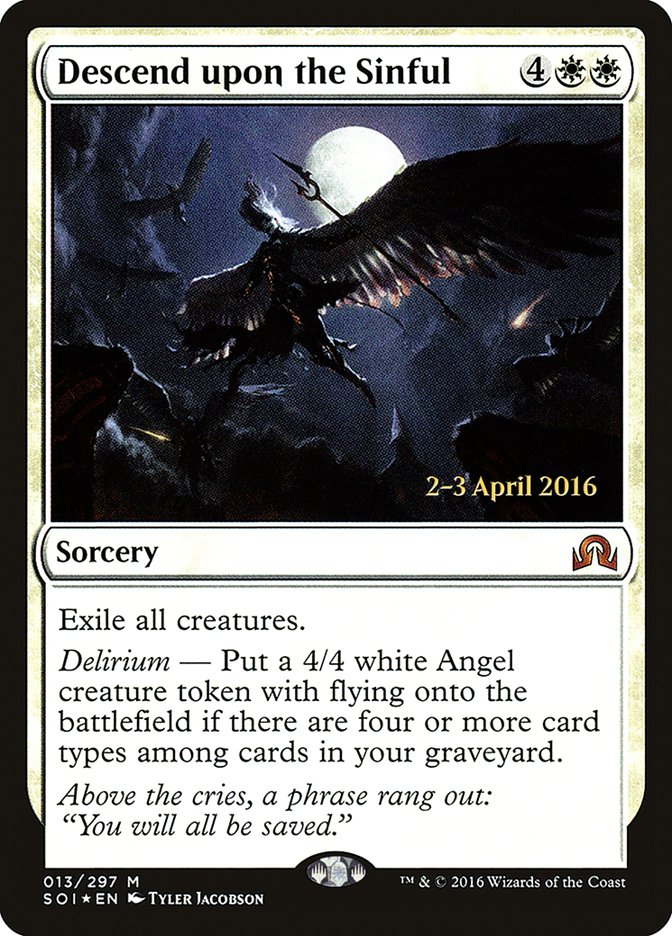 Descend upon the Sinful [Shadows over Innistrad Prerelease Promos] MTG Single Magic: The Gathering    | Red Claw Gaming