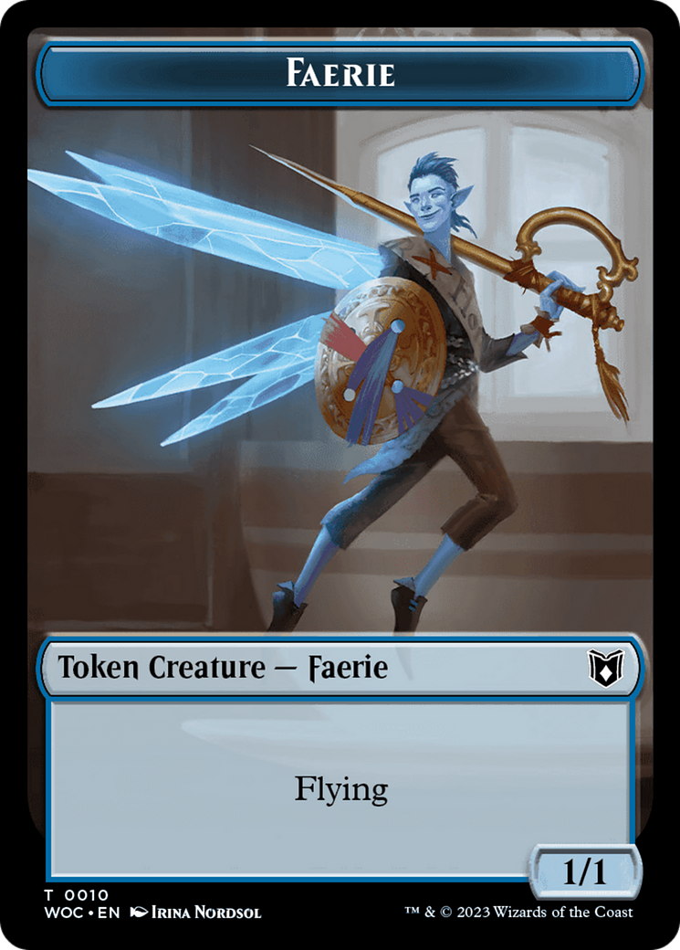 Faerie // Saproling Double-Sided Token [Wilds of Eldraine Commander Tokens] MTG Single Magic: The Gathering    | Red Claw Gaming