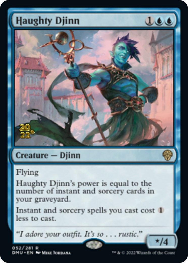 Haughty Djinn [Dominaria United Prerelease Promos] MTG Single Magic: The Gathering    | Red Claw Gaming