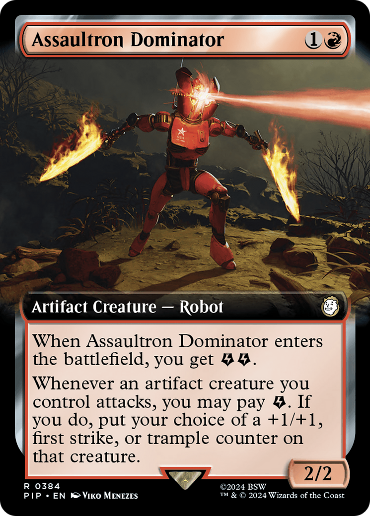 Assaultron Dominator (Extended Art) [Fallout] MTG Single Magic: The Gathering    | Red Claw Gaming