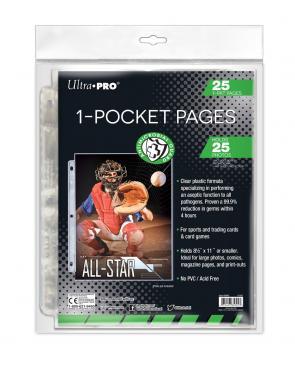 1-Pocket Antimicrobial Page with 8-1/2" X 11" Pocket Pages Ultra Pro    | Red Claw Gaming