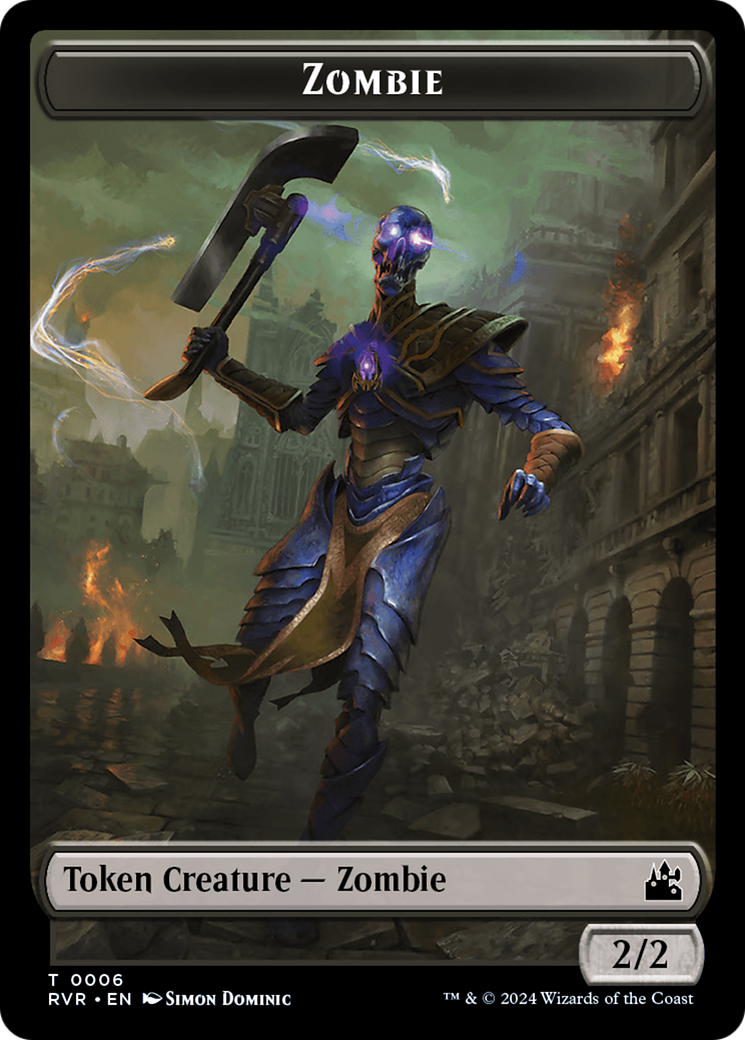 Elf Knight // Zombie Double-Sided Token [Ravnica Remastered Tokens] MTG Single Magic: The Gathering    | Red Claw Gaming