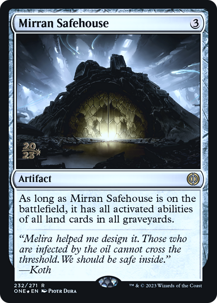 Mirran Safehouse [Phyrexia: All Will Be One Prerelease Promos] MTG Single Magic: The Gathering    | Red Claw Gaming