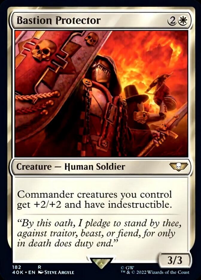 Bastion Protector (Surge Foil) [Warhammer 40,000] MTG Single Magic: The Gathering    | Red Claw Gaming