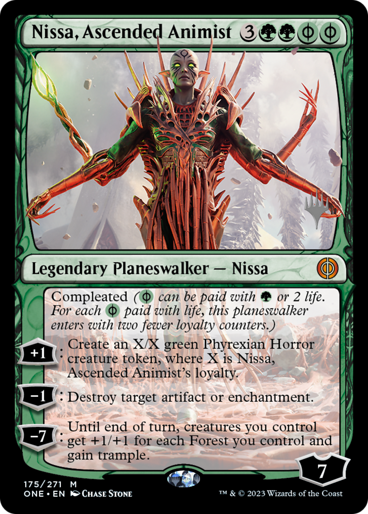 Nissa, Ascended Animist (Promo Pack) [Phyrexia: All Will Be One Promos] MTG Single Magic: The Gathering    | Red Claw Gaming