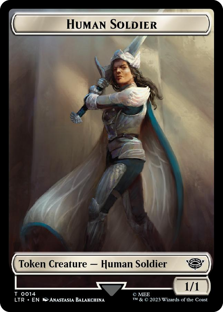 Human Soldier (0014) // Food (0024) Double-Sided Token (Surge Foil) [The Lord of the Rings: Tales of Middle-Earth Tokens] MTG Single Magic: The Gathering    | Red Claw Gaming