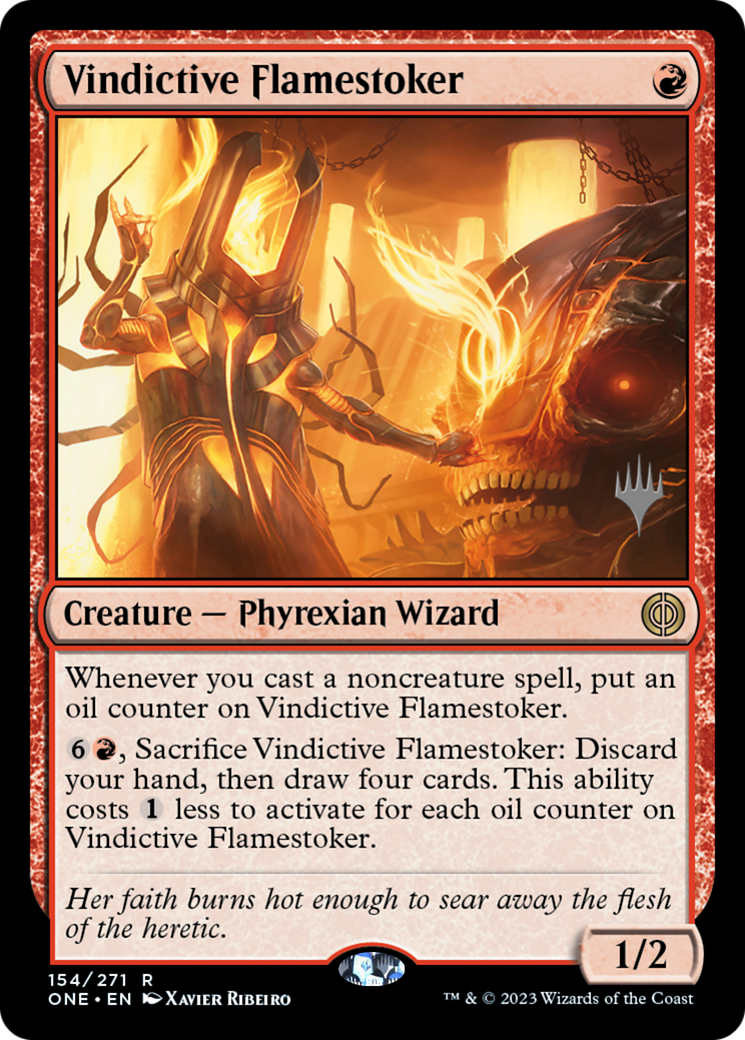 Vindictive Flamestoker (Promo Pack) [Phyrexia: All Will Be One Promos] MTG Single Magic: The Gathering    | Red Claw Gaming