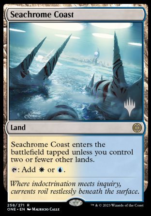 Seachrome Coast (Promo Pack) [Phyrexia: All Will Be One Promos] MTG Single Magic: The Gathering    | Red Claw Gaming