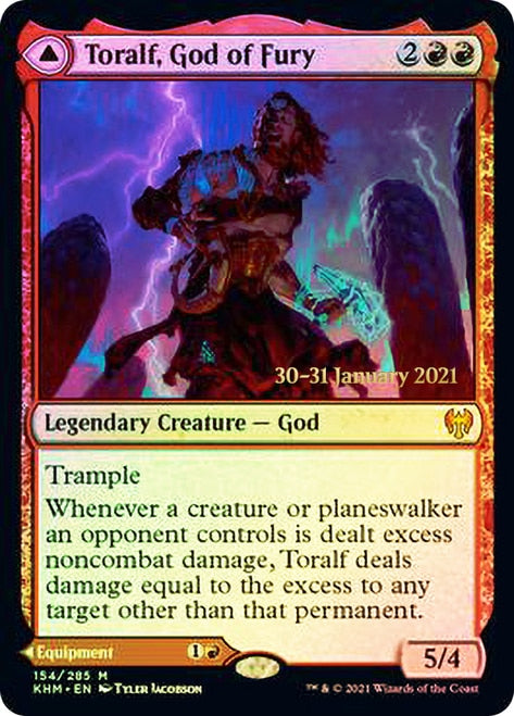 Toralf, God of Fury // Toralf's Hammer [Kaldheim Prerelease Promos] MTG Single Magic: The Gathering    | Red Claw Gaming