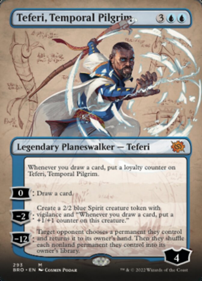 Teferi, Temporal Pilgrim (Borderless Alternate Art) [The Brothers' War] MTG Single Magic: The Gathering    | Red Claw Gaming