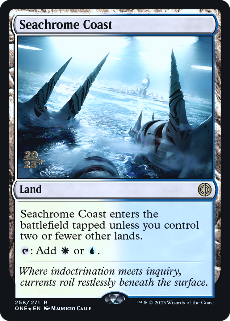 Seachrome Coast [Phyrexia: All Will Be One Prerelease Promos] MTG Single Magic: The Gathering    | Red Claw Gaming