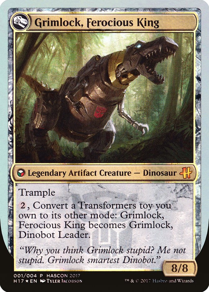 Grimlock, Dinobot Leader // Grimlock, Ferocious King [HasCon 2017] MTG Single Magic: The Gathering    | Red Claw Gaming