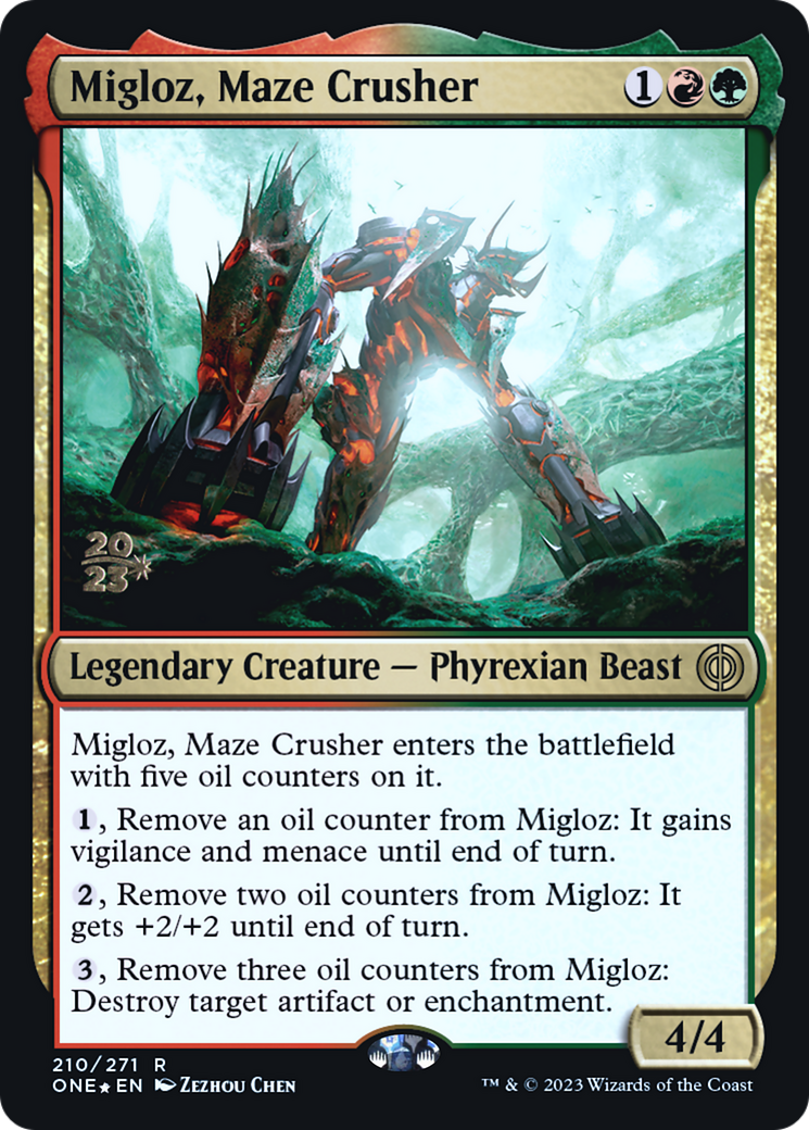 Migloz, Maze Crusher [Phyrexia: All Will Be One Prerelease Promos] MTG Single Magic: The Gathering    | Red Claw Gaming