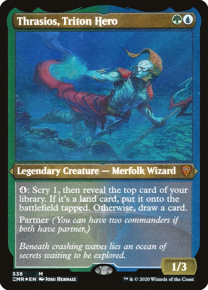 Thrasios, Triton Hero (Etched) [Commander Legends] MTG Single Magic: The Gathering    | Red Claw Gaming