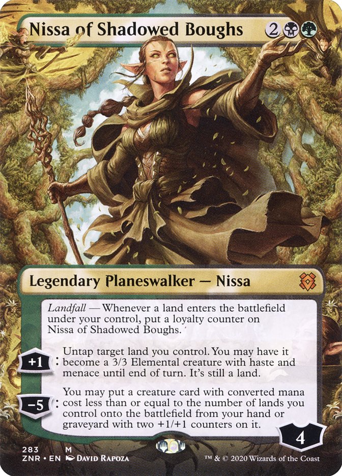 Nissa of Shadowed Boughs (Borderless) [Zendikar Rising] MTG Single Magic: The Gathering    | Red Claw Gaming