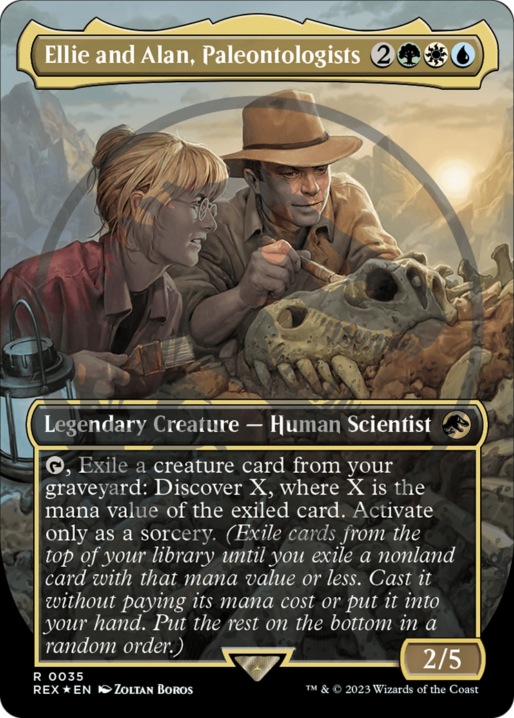 Ellie and Alan, Paleontologists (Emblem) (Borderless) [Jurassic World Collection Tokens] MTG Single Magic: The Gathering    | Red Claw Gaming