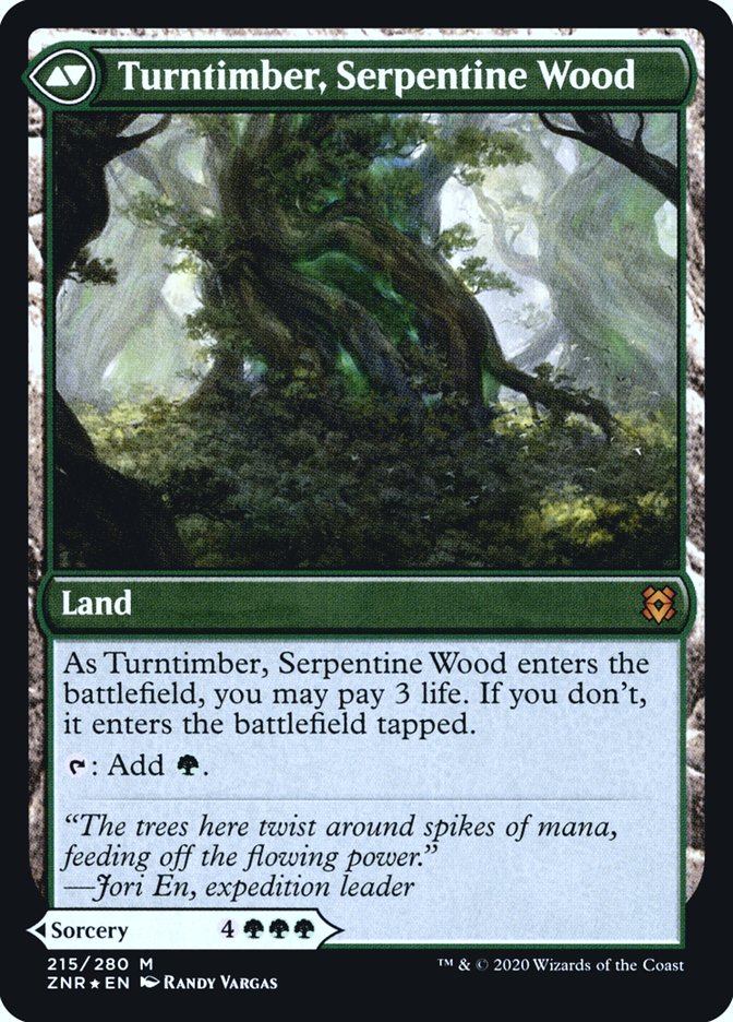 Turntimber Symbiosis // Turntimber, Serpentine Wood [Zendikar Rising Prerelease Promos] MTG Single Magic: The Gathering    | Red Claw Gaming