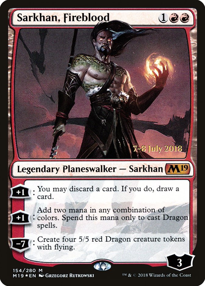 Sarkhan, Fireblood [Core Set 2019 Prerelease Promos] MTG Single Magic: The Gathering    | Red Claw Gaming