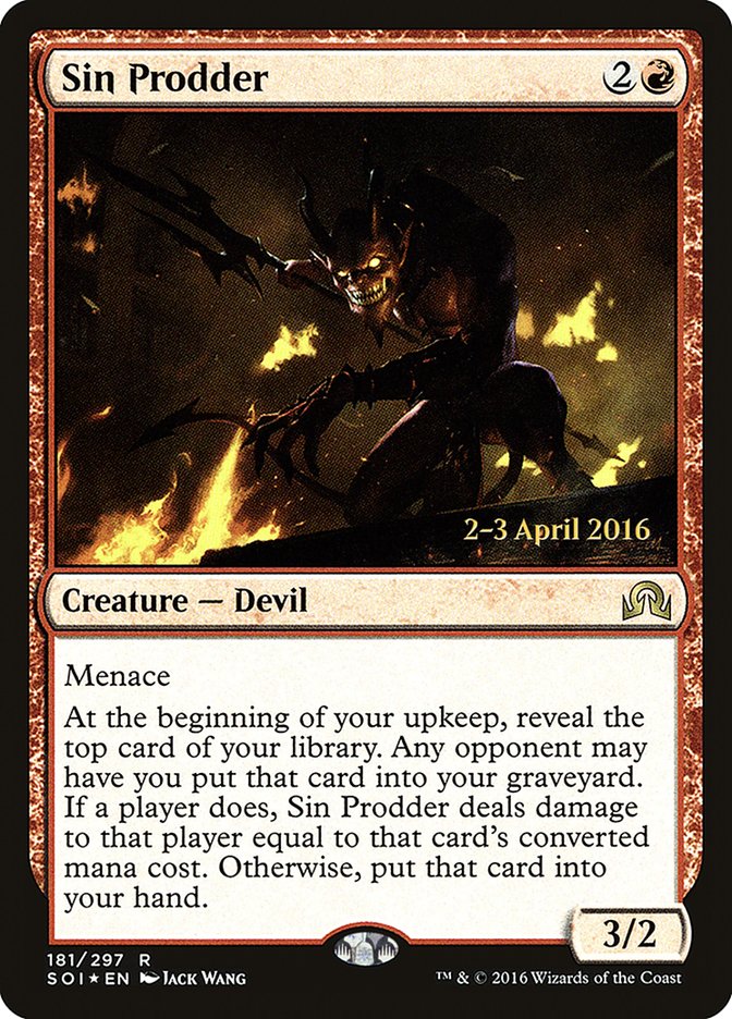 Sin Prodder [Shadows over Innistrad Prerelease Promos] MTG Single Magic: The Gathering    | Red Claw Gaming