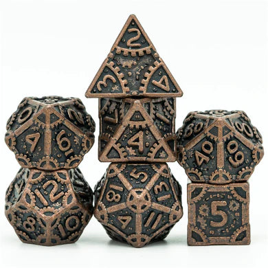 STEAMPUNK COPPER RPG METAL DICE SET Dice & Counters Foam Brain Games    | Red Claw Gaming