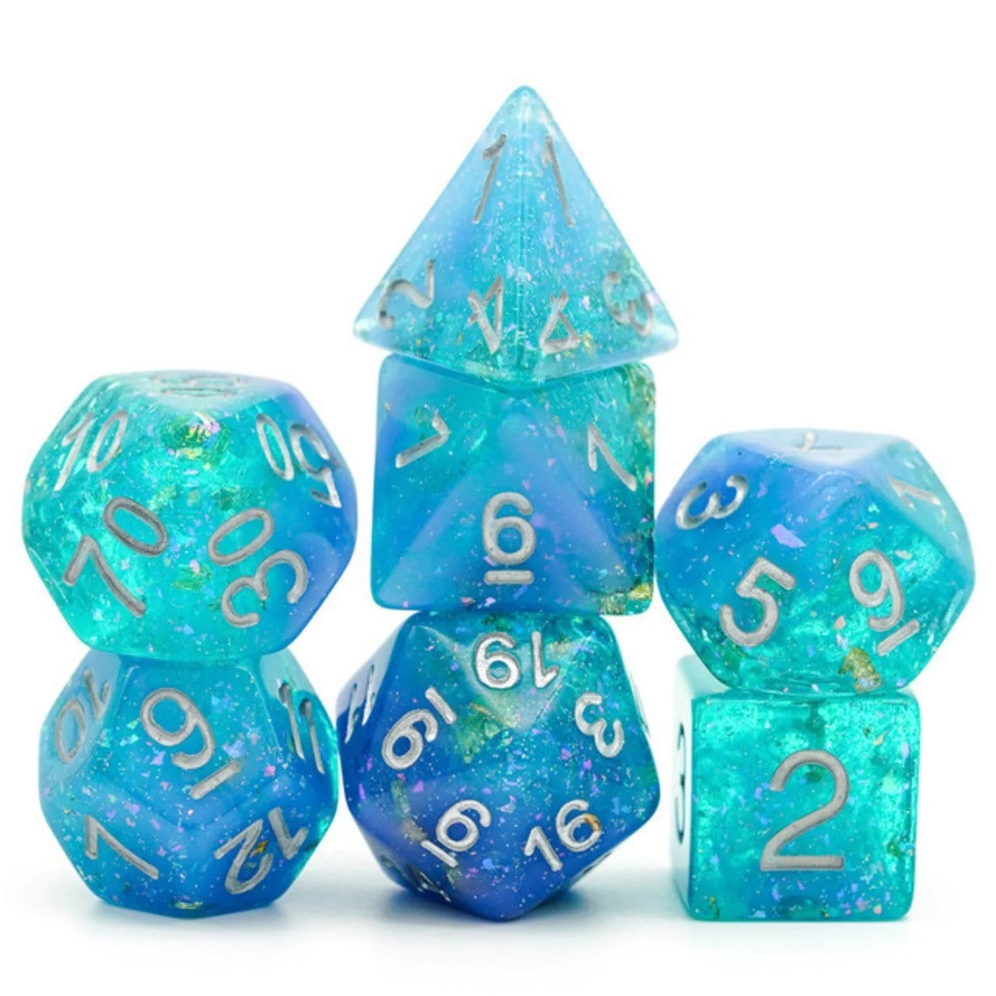 BLUE & GREEN SEABED TREASURE RPG DICE SET Dice & Counters Foam Brain Games    | Red Claw Gaming