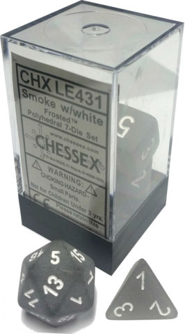 FROSTED 7-DIE SET SMOKE WITH WHITE Dice Chessex    | Red Claw Gaming