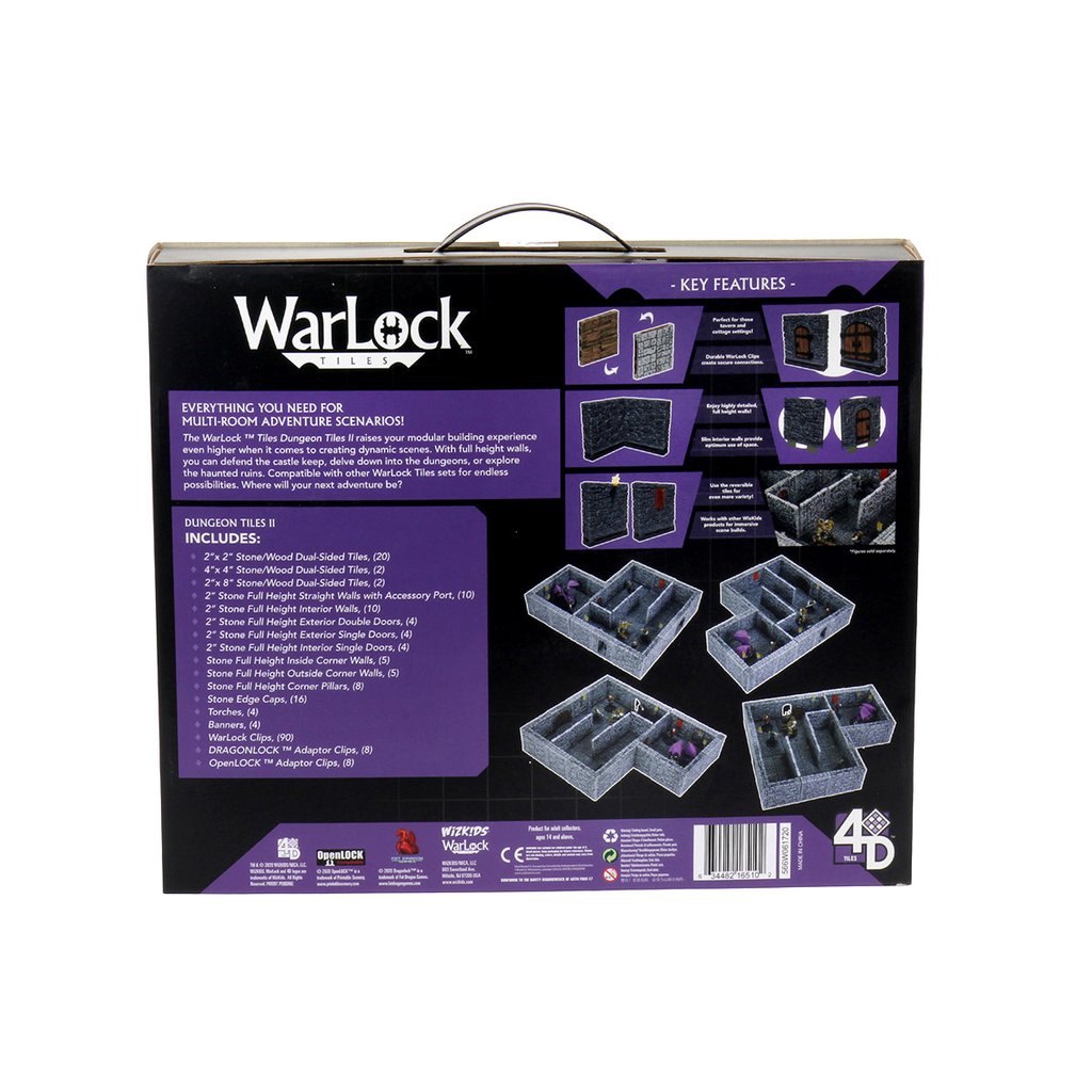 WARLOCK DUNGEON TILES II: FULL HEIGHT STONE WALLS Minatures Wizkids Games    | Red Claw Gaming