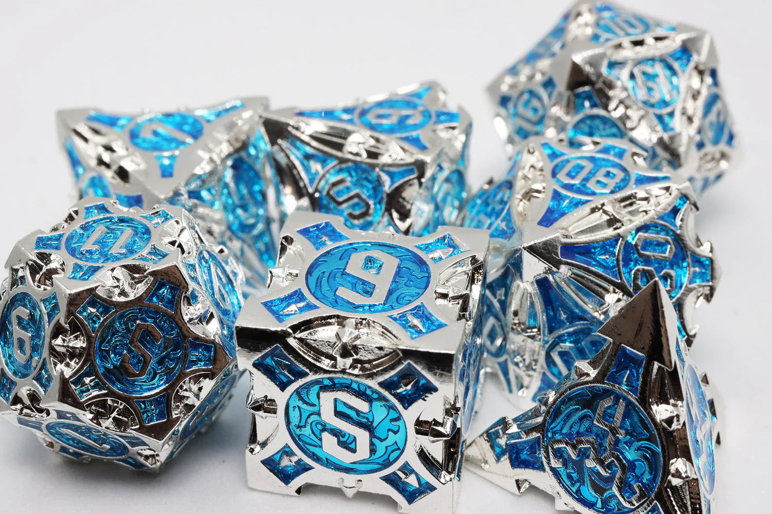 AZURE LIGHTNING ARROW RPG METAL DICE SET Dice & Counters Foam Brain Games    | Red Claw Gaming