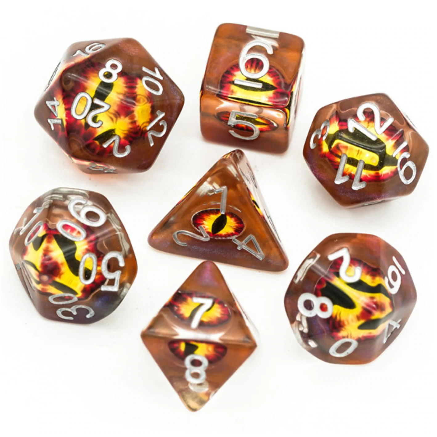 Fire Demon Eye 7 Dice Set Dice & Counters Foam Brain Games    | Red Claw Gaming