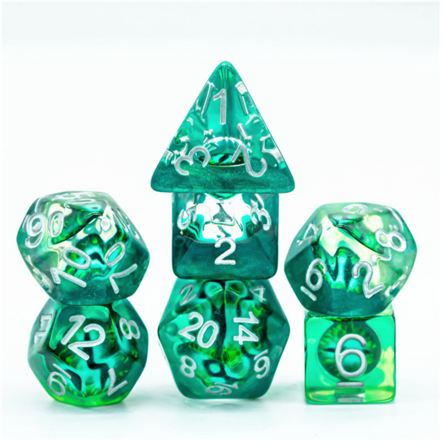 Jade Dragon Eye 7 Dice Set Dice & Counters Foam Brain Games    | Red Claw Gaming