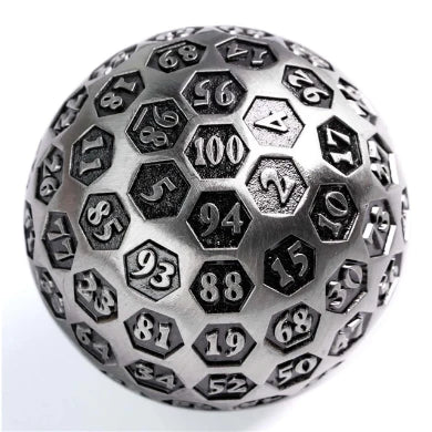 INSCRIBED 45MM METAL D100 - SILVER Dice & Counters Foam Brain Games    | Red Claw Gaming